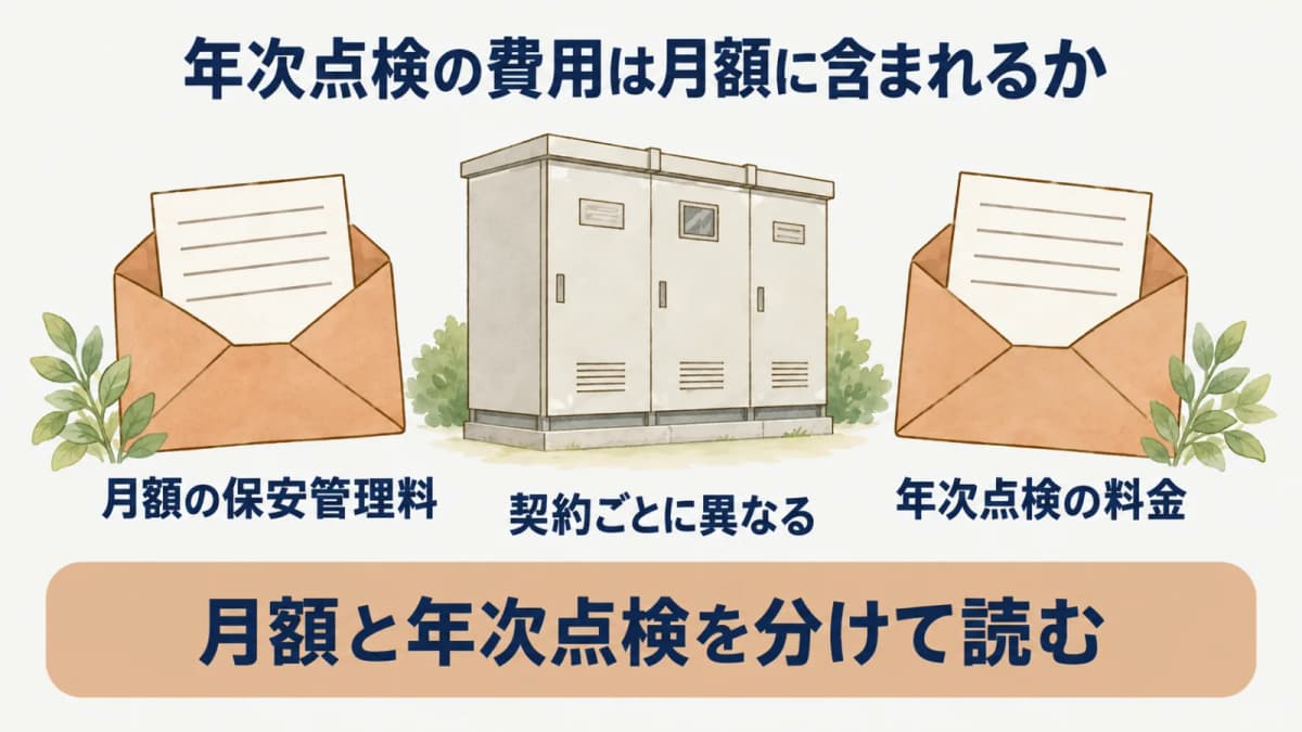 年次点検の費用は月額に含まれるか:月額の保安管理料、年次点検の料金、契約ごとに異なる