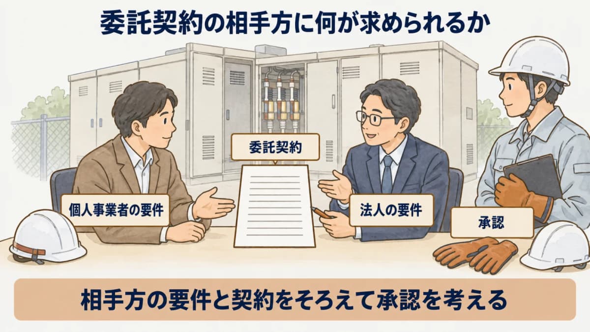 委託契約の相手方に何が求められるか:個人事業者の要件、法人の要件、委託契約、承認