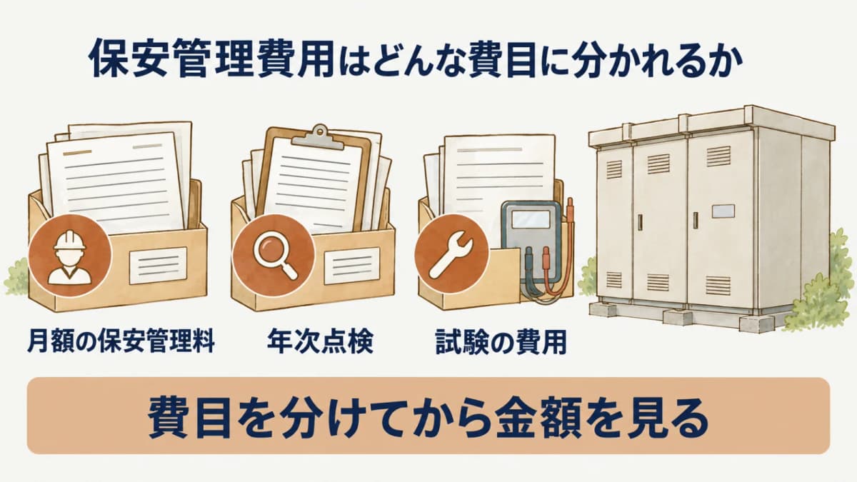 保安管理費用はどんな費目に分かれるか:月額の保安管理料、年次点検、試験の費用