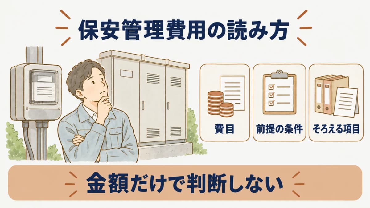 保安管理費用の読み方:費目、前提の条件、そろえる項目