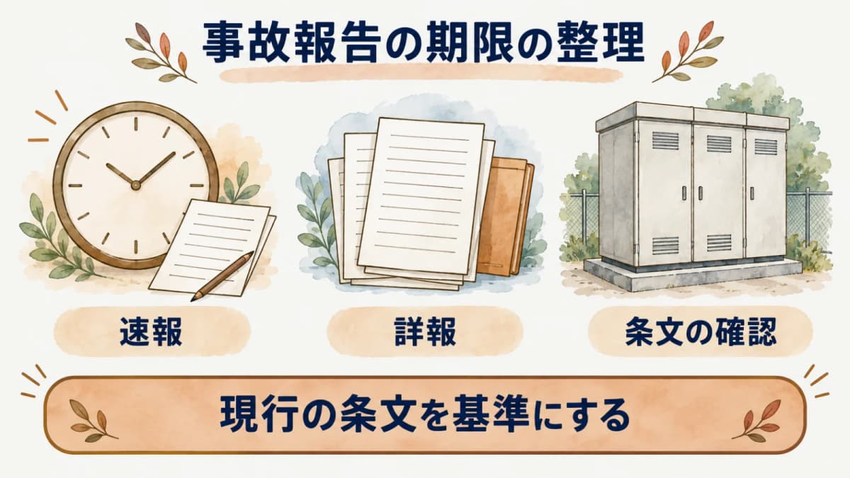 事故報告の期限の整理:速報、詳報、条文の確認