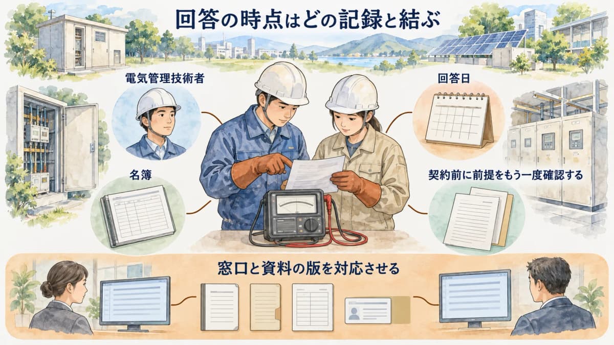 電気管理技術者の公開名簿の確認ポイントを示す図解4
