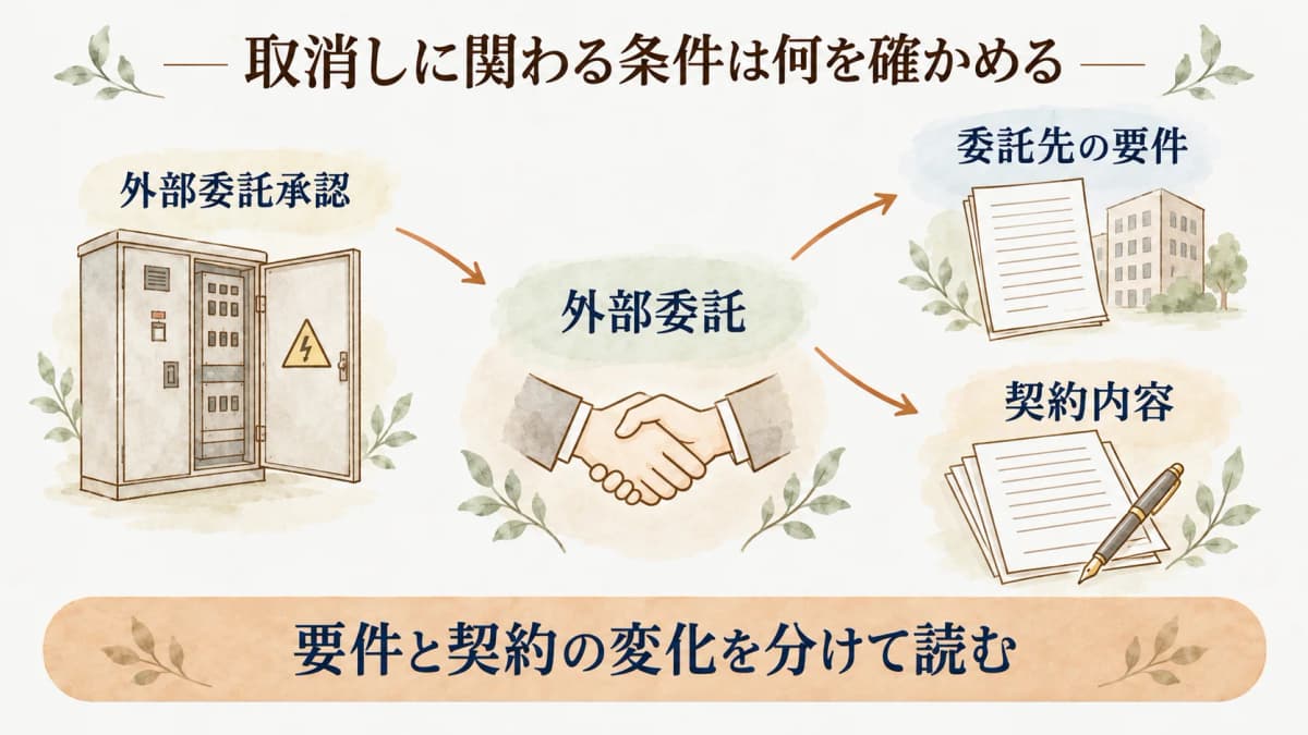 外部委託承認の取消しを確認する設置者向け図解1