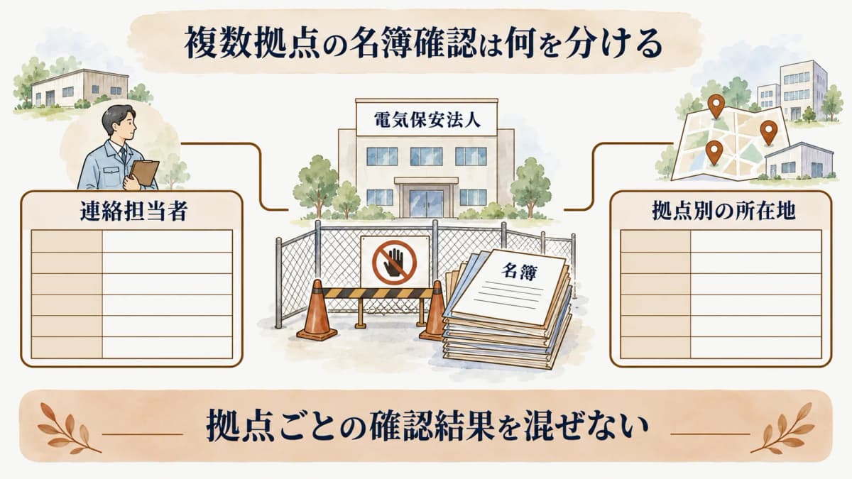電気保安法人の公開名簿の確認ポイントを示す図解5