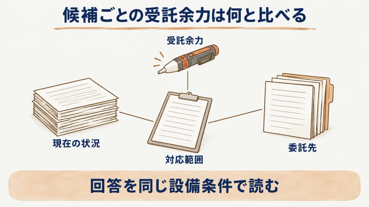 委託先の受託余力の確認ポイントを示す図解1