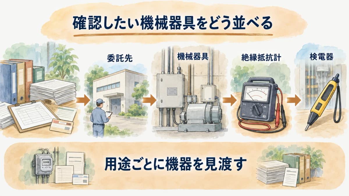 委託先の機械器具の確認ポイントを示す図解1