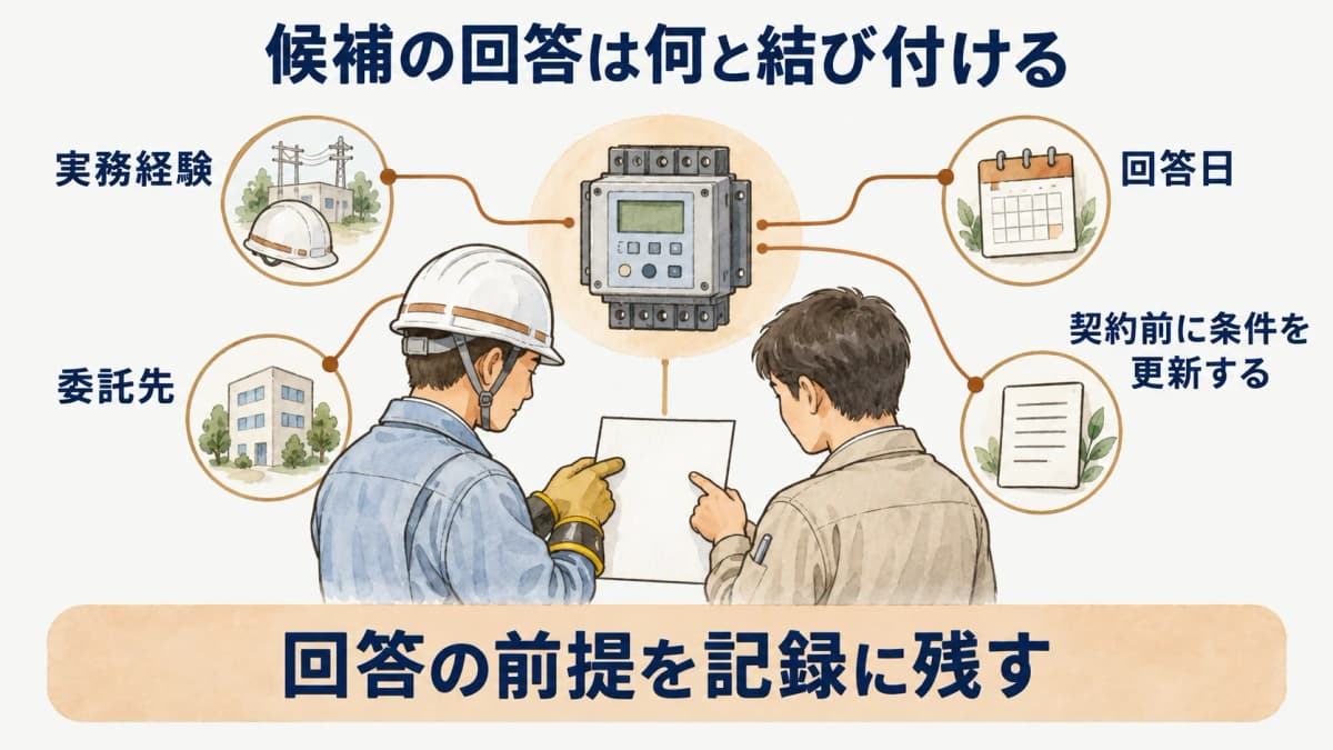 委託先の実務経験の確認ポイントを示す図解4