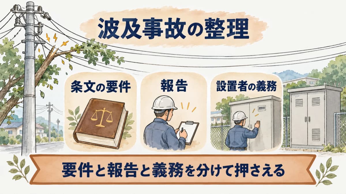 波及事故の整理:条文の要件、報告、設置者の義務